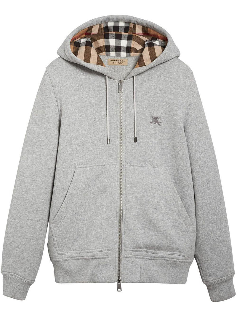 Sweat zippée Burberry à capuche à carreaux Gris – vue 1