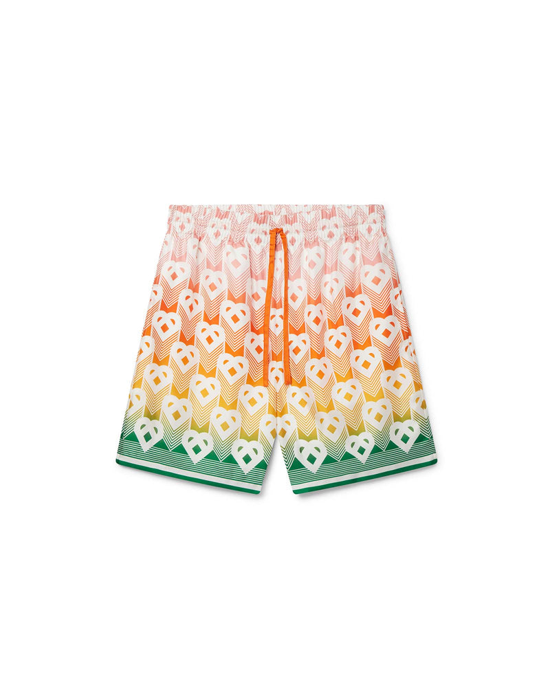 Gradient Heart Monogram Silk Shorts – vue 1