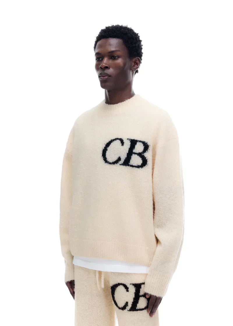Pull CB Logo Knit Beige – vue 4