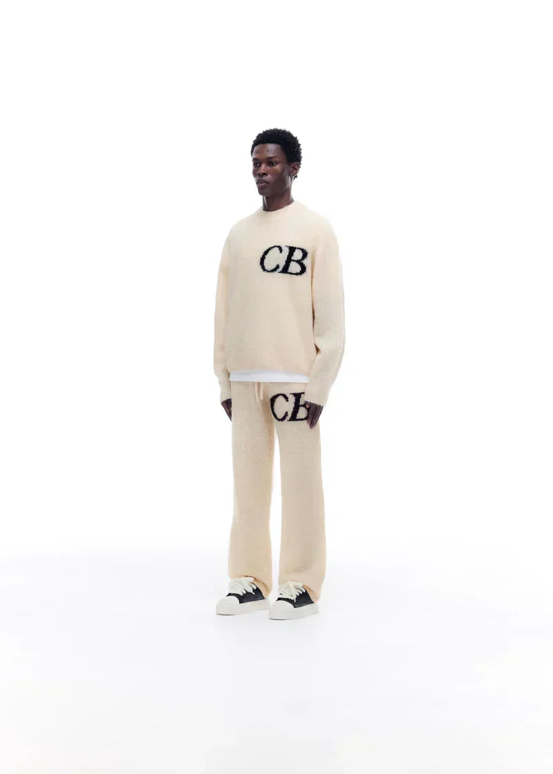 Pull CB Logo Knit Beige – vue 3