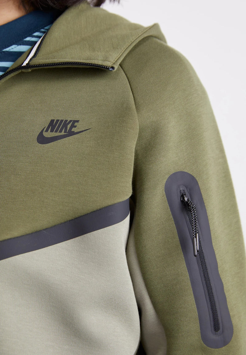 Nike Tech Fleece Zippé Noir Et Vert – vue 2