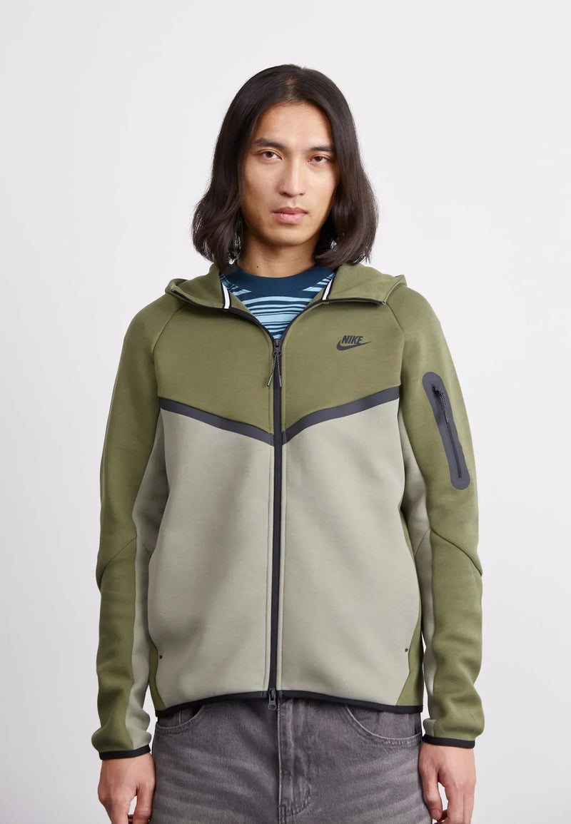 Nike Tech Fleece Zippé Noir Et Vert – vue 3
