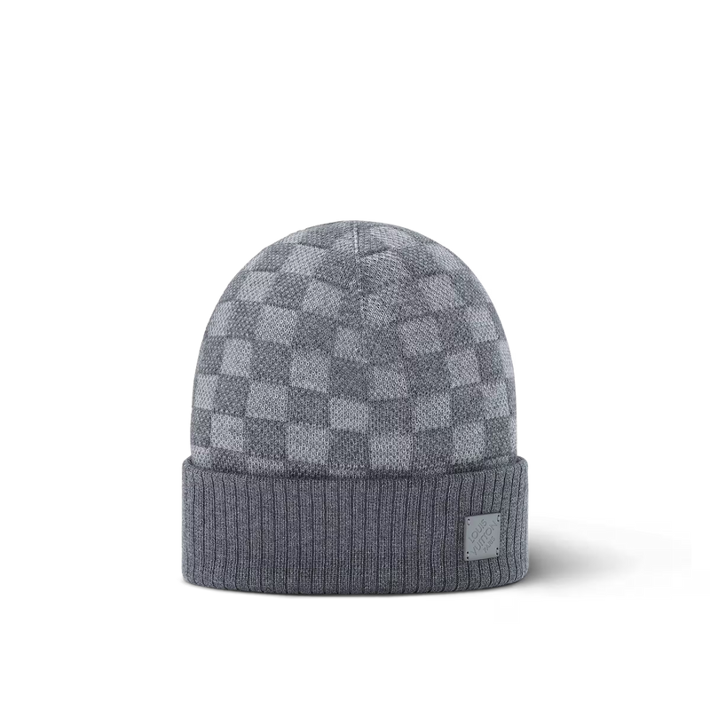Bonnet et Écharpe Neo Petit Damier Gris – vue 1