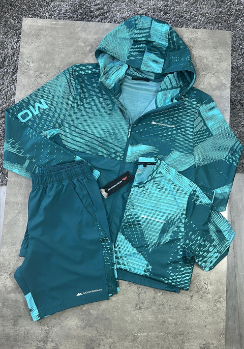 Ensemble Running Monterrain 3 Pièces — Bleu Canard Imprimé
