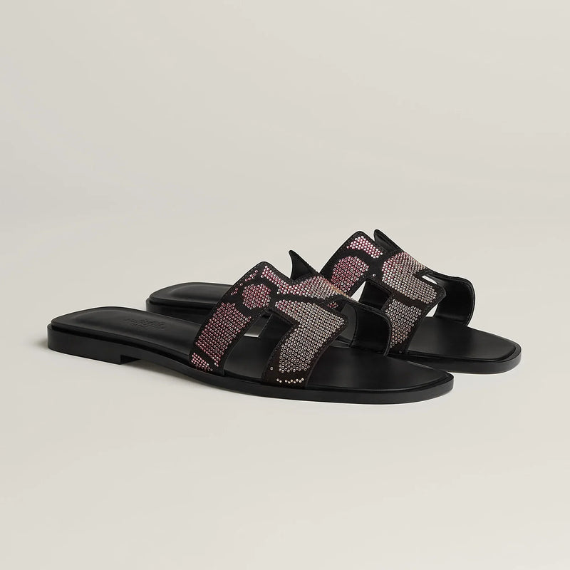 Sandales Oran Noir Et Rose – vue 1