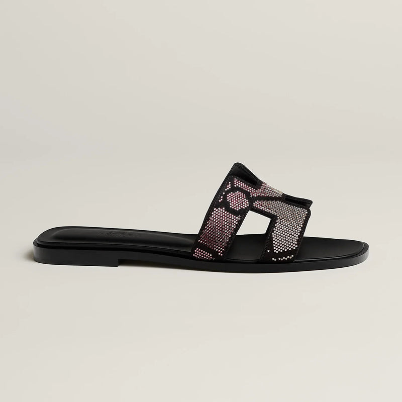Sandales Oran Noir Et Rose – vue 2