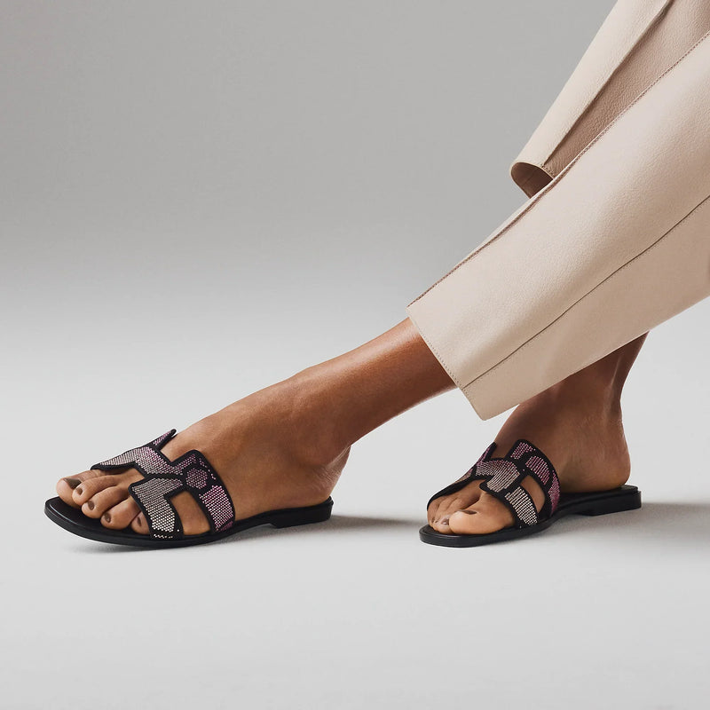 Sandales Oran Noir Et Rose – vue 3