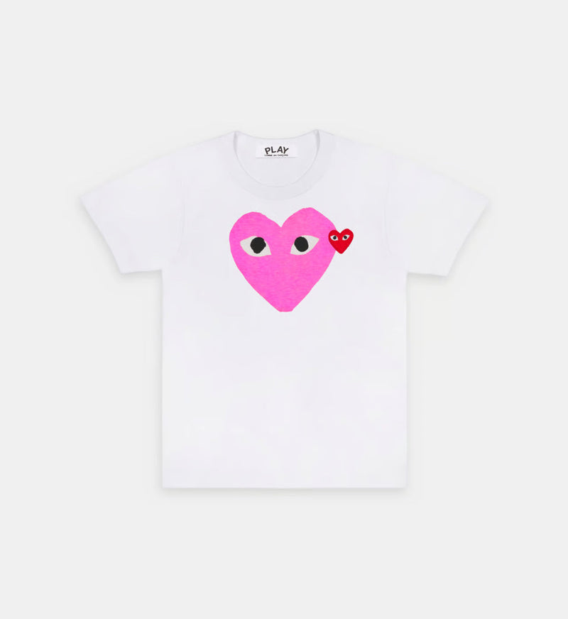 T-Shirt CDG Blanc Et Rose – vue 1