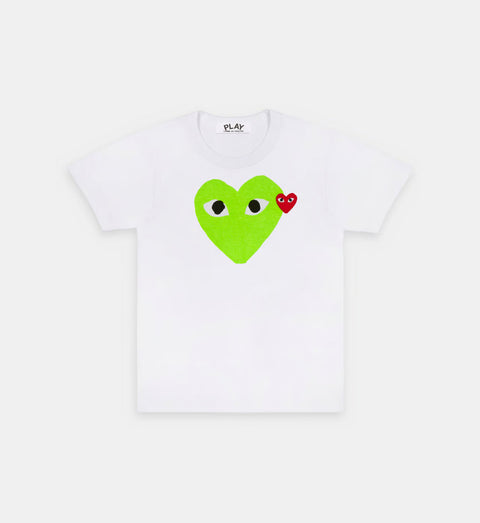 T-Shirt CDG Blanc Et Vert Fluo