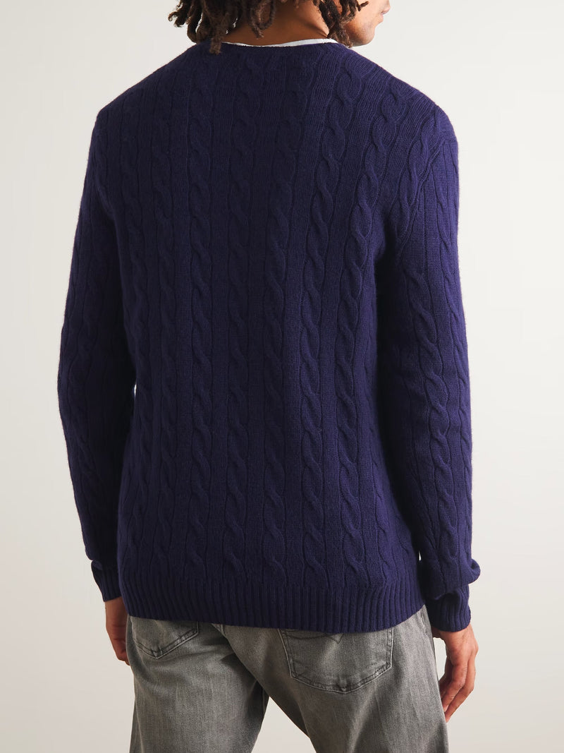 Pull Ralph Lauren En Laine Bleu Marine – vue 3
